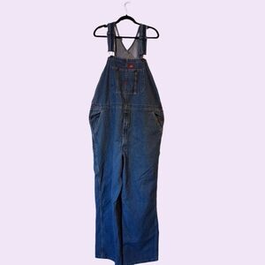 Vintage Dickies Blue Denim Bib Overalls 42x30 Made in Mexico 90s Workwear